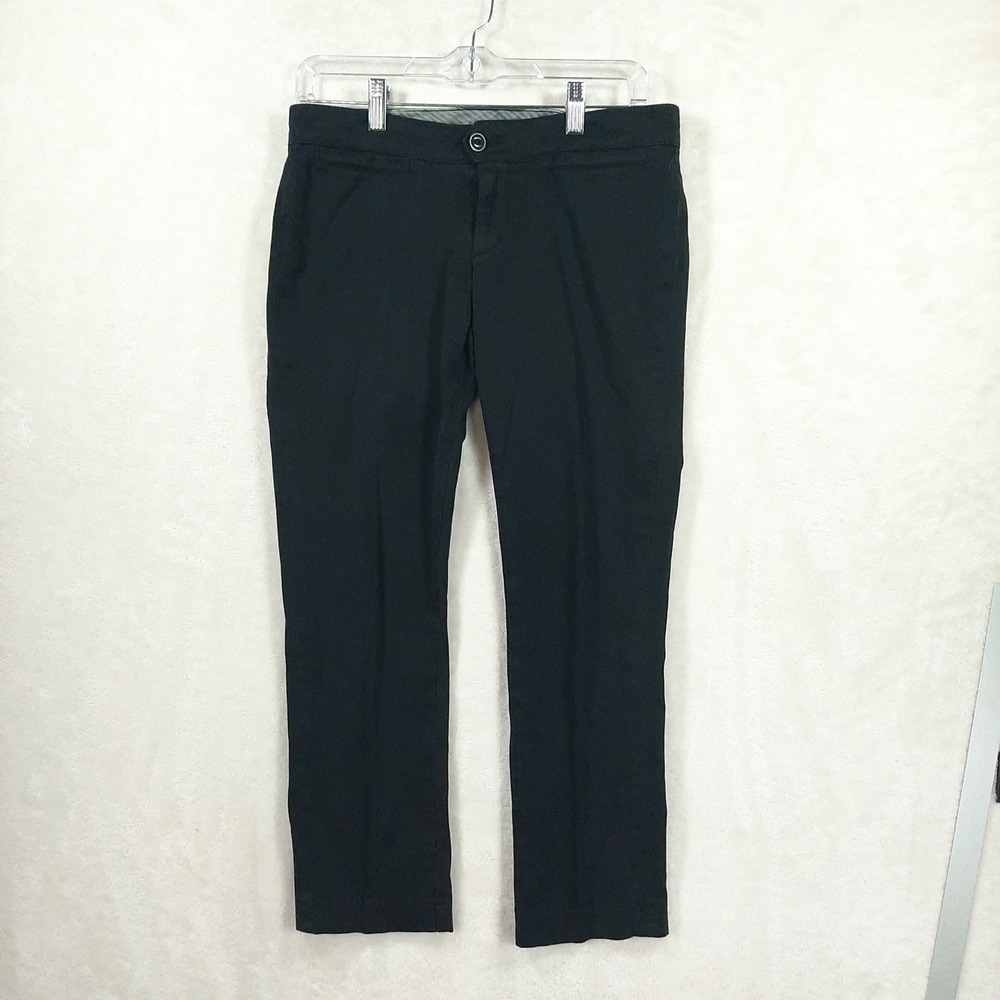 Lucky Brand Womens Black Crop Pants Straight Leg Twill Trousers Size‎ 4 27